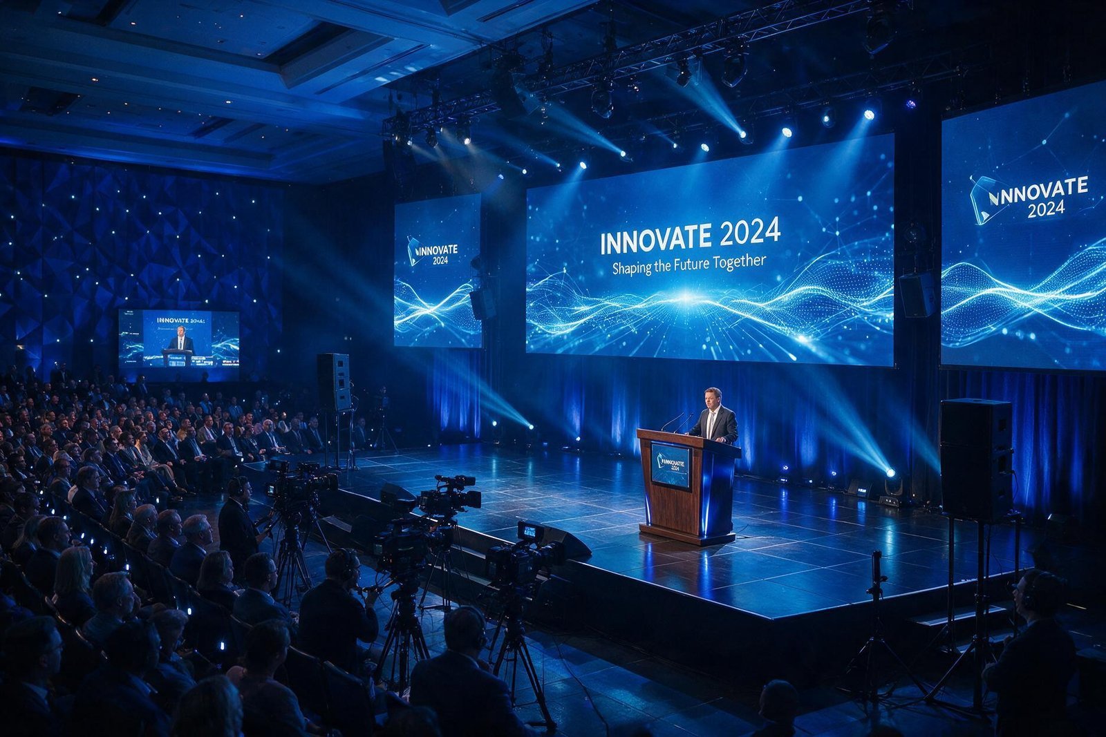 Evento corporativo con pantalla LED producido por Iliada Films