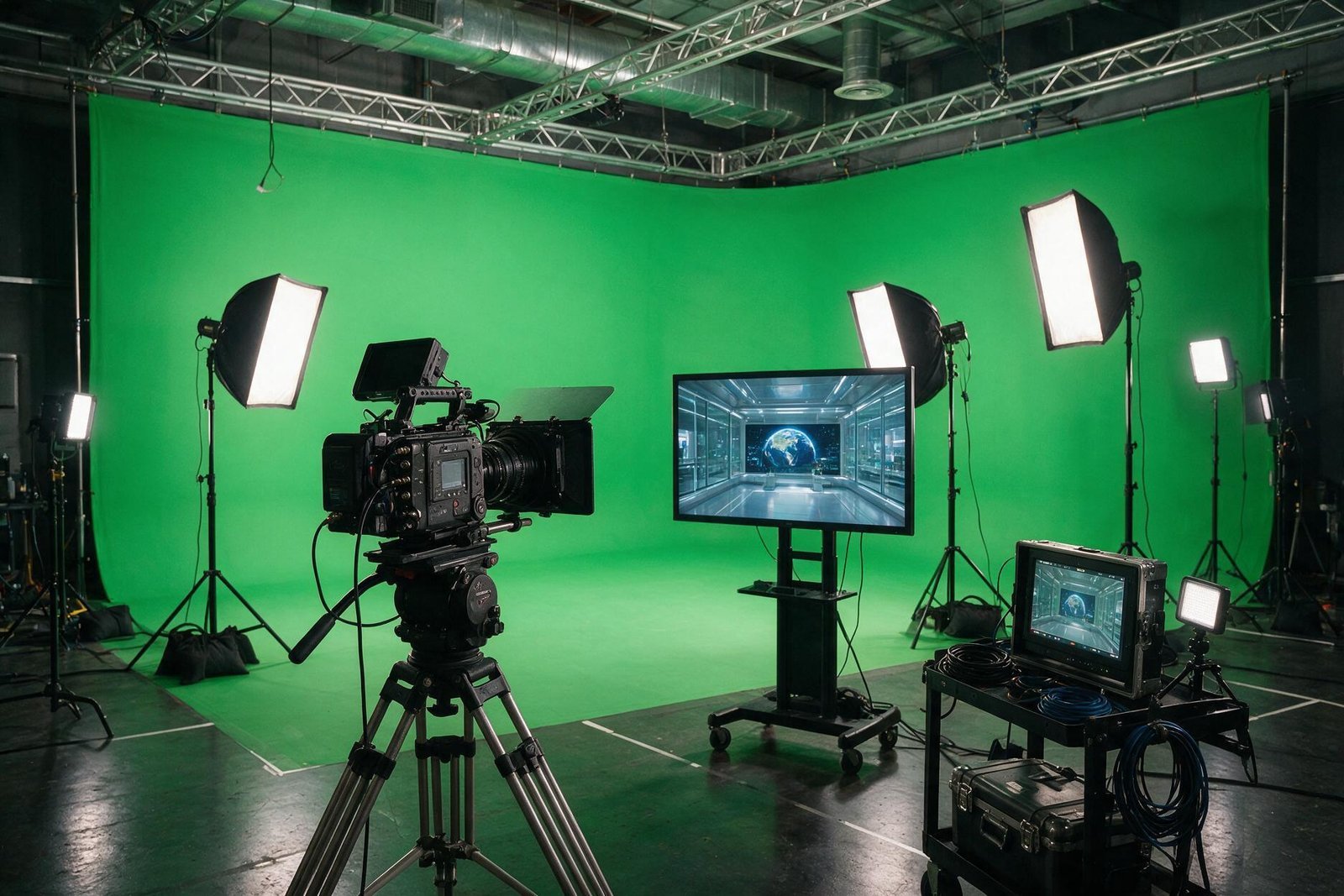 Plató de virtual production con pantallas LED
