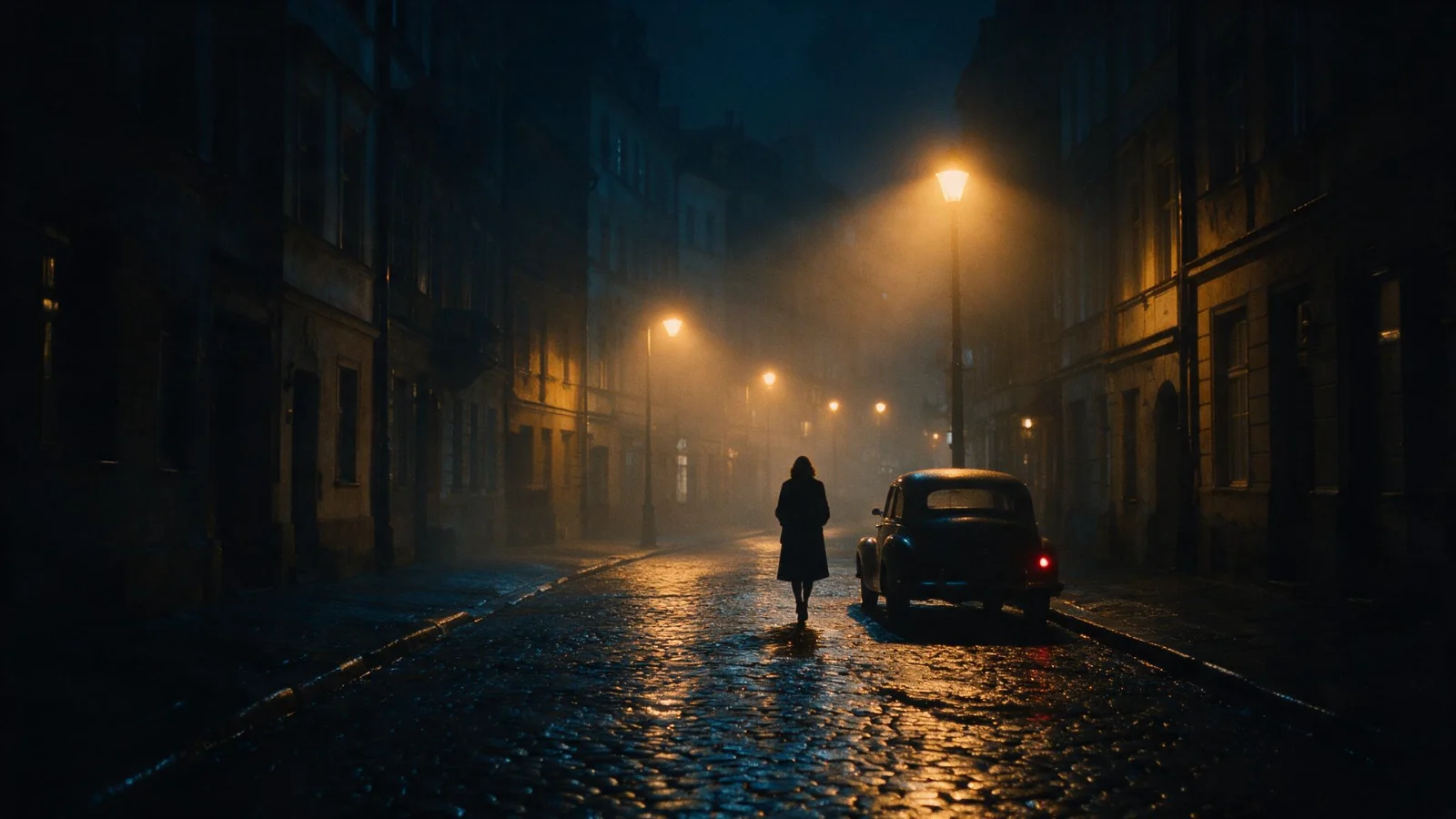Fotograma de booktrailer con estética de cine negro